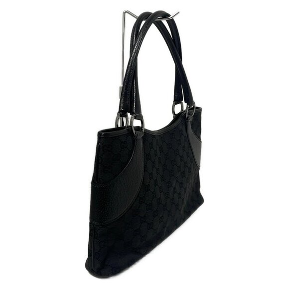 Auth GUCCI GG 113015 Black Jacquard Leather - Tote Bag - Picture 5 of 8